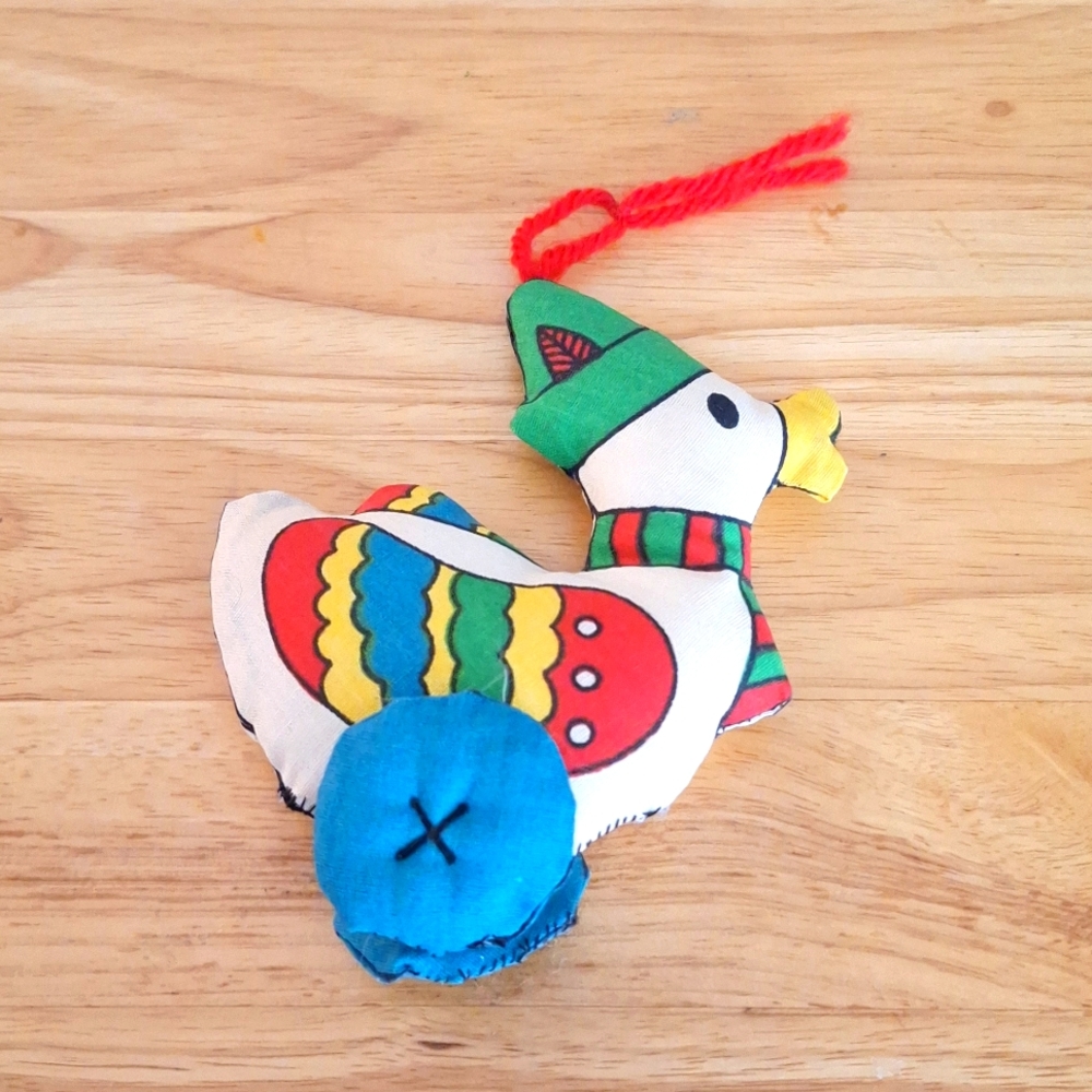 Goose Toy 1960s handmade puffett holiday ornament.